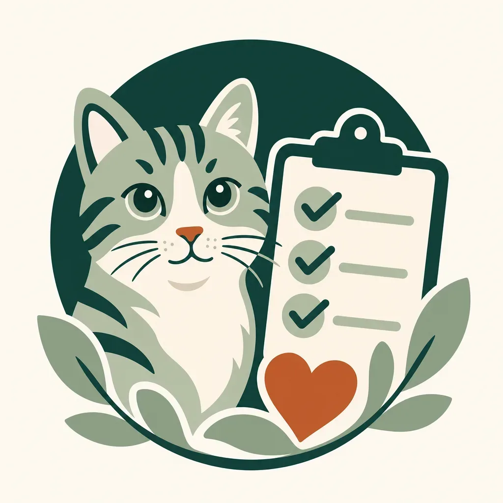 Cat beside a checklist with a terracotta heart