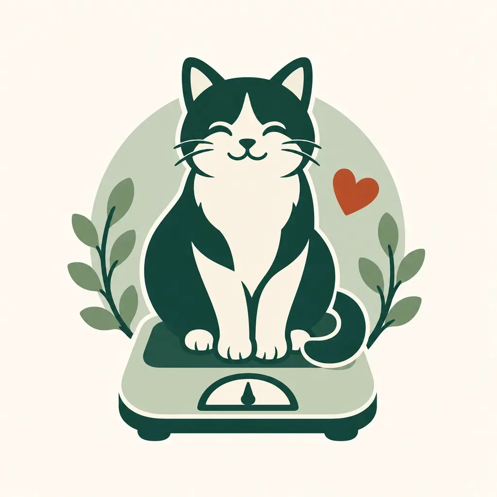 Green cat sitting on a scale with a terracotta heart